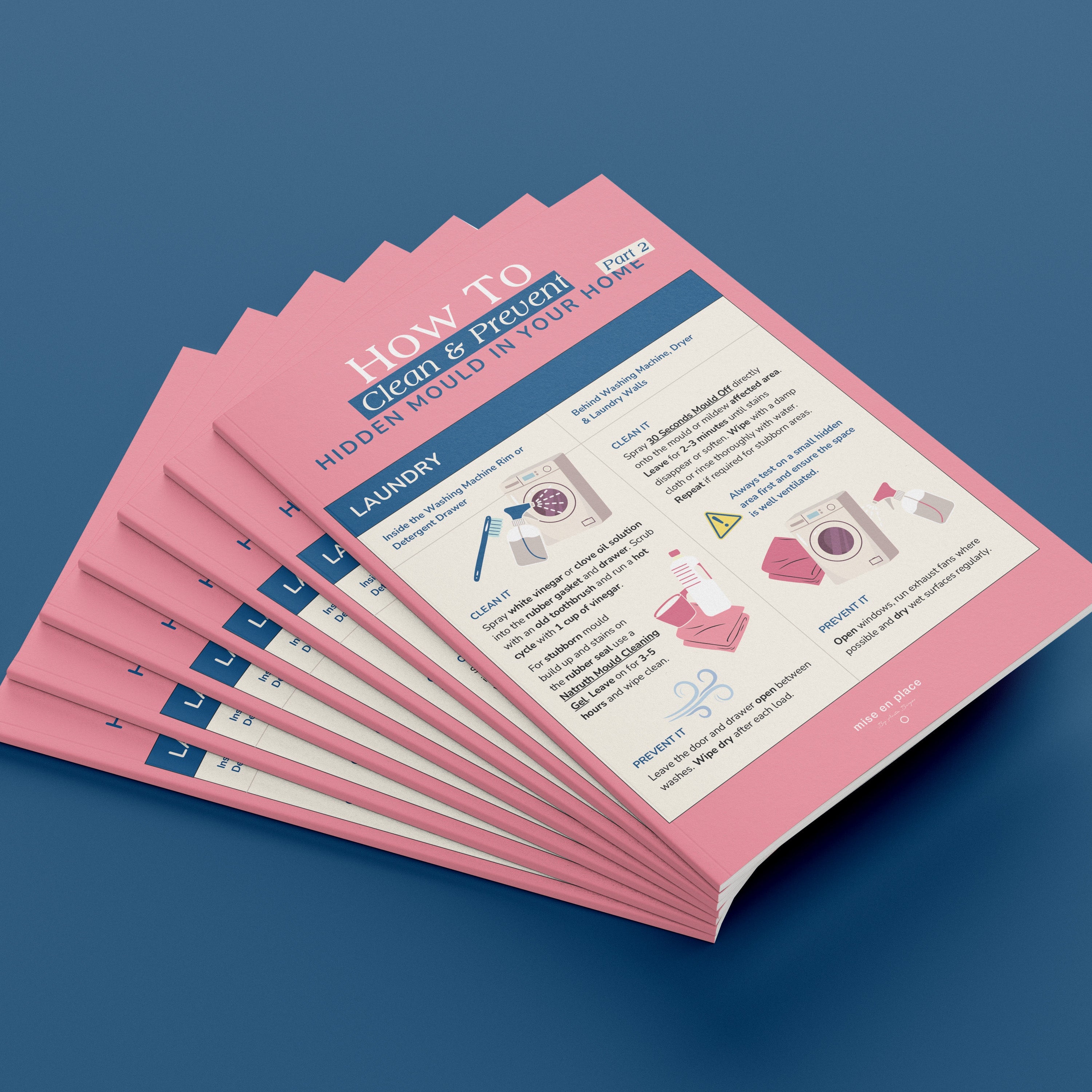 Stack of brochures on a blue background